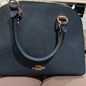 Coach Midnight Katy Pebbled Leather Carry All Satchel Crossbody Bag